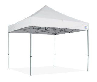 10 foot square frame tent with white canopy