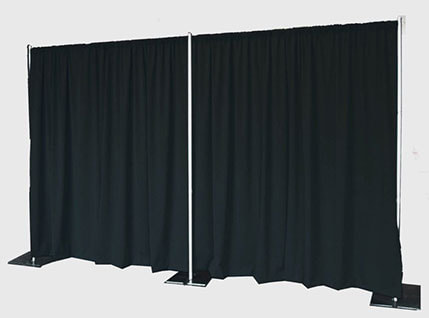 Black drape backdrop with pipe frame